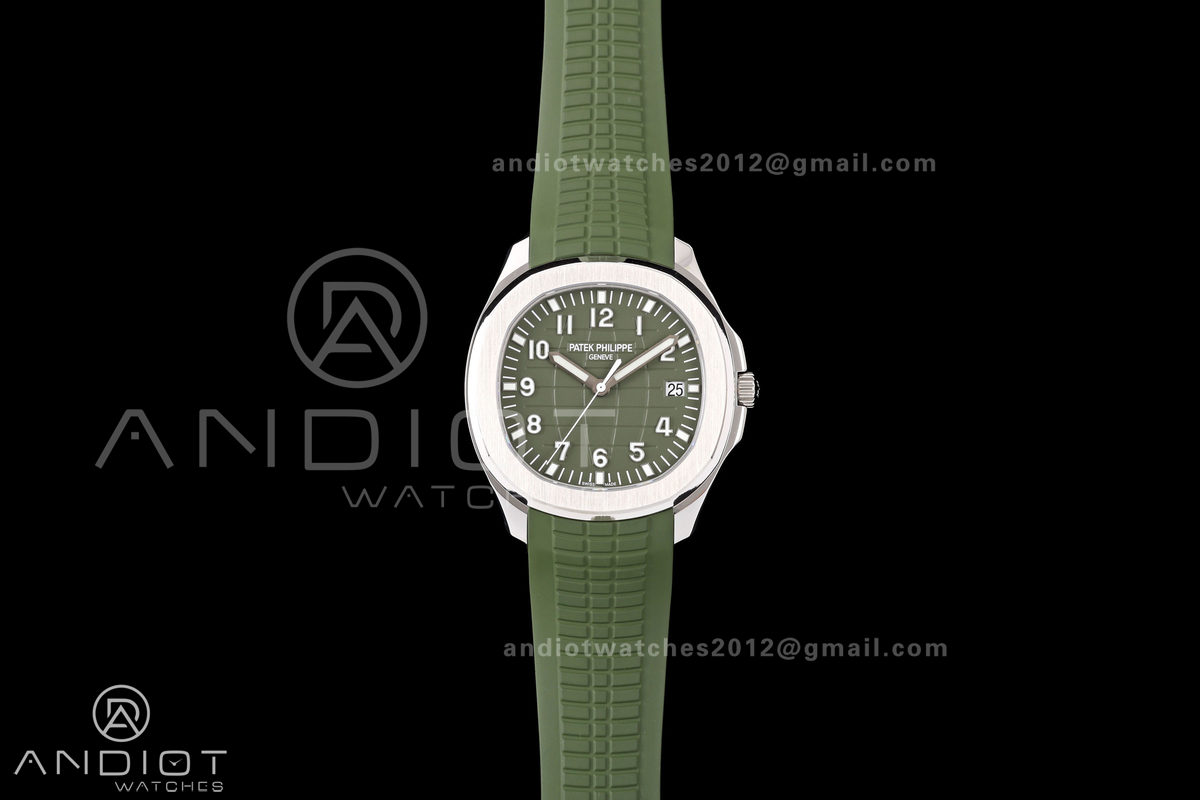 Aquanaut 5168G 42mm SS OME 1:1 Best Edition Green Dial on Green Rubber Strap DPB330 Super Clone (Weighted)